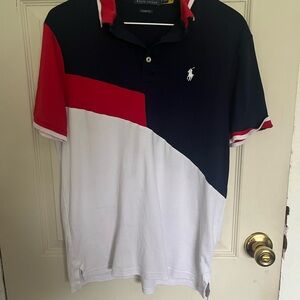 Ralph Lauren Men's Tri-Color Polo Shirt - Navy, Red, and White